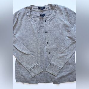 Brooks Brothers Gray Knit Cardigan Sweater